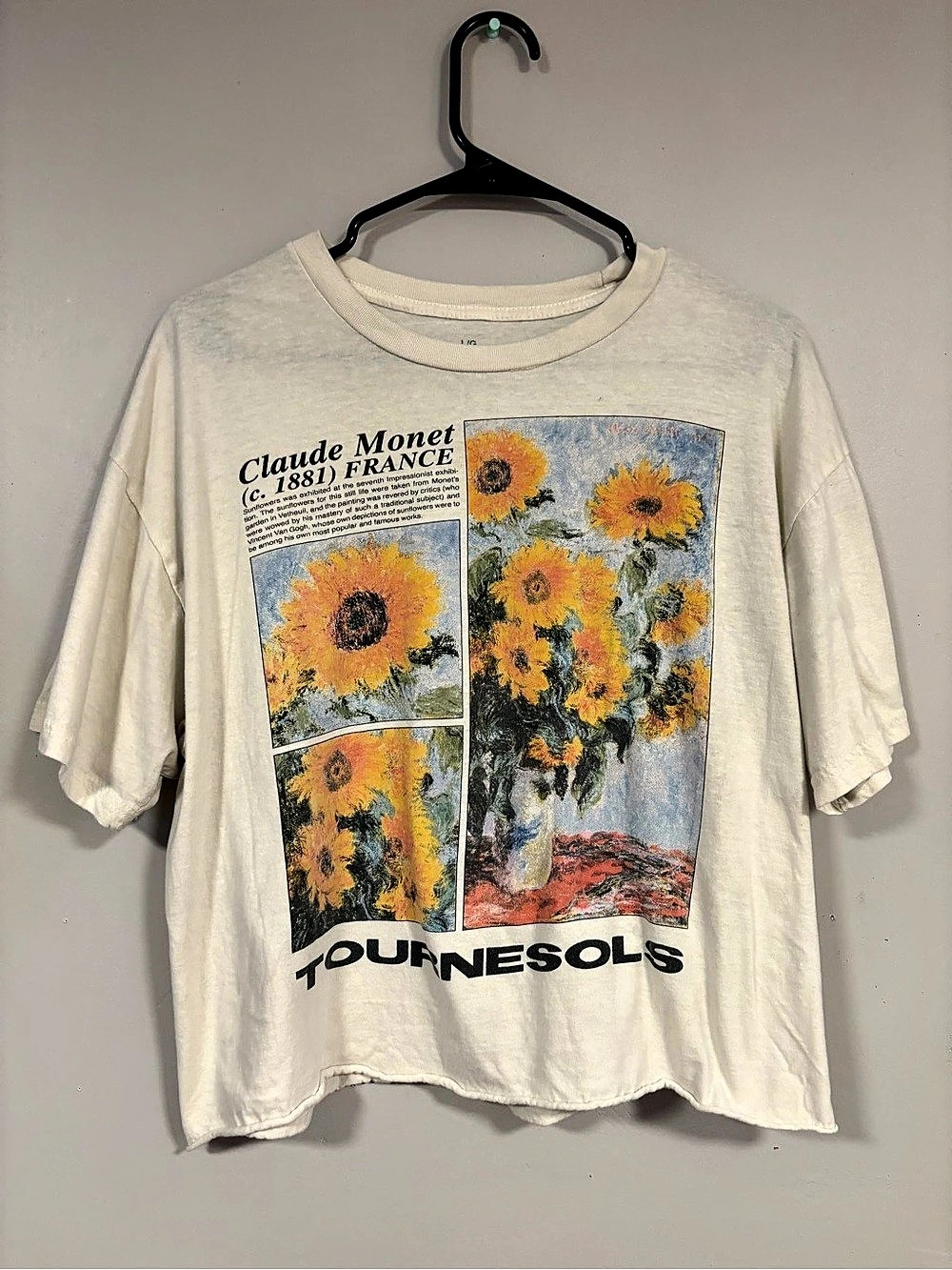 Aéropostale Monet's Sunflowers Graphic Tee Cream Size Large